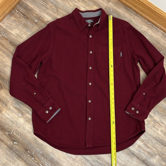 Eddie Bauer Cotton Flannel Men's Shirt Size L Maroon Red Long Sleeve Button Up - Picture 9 of 14